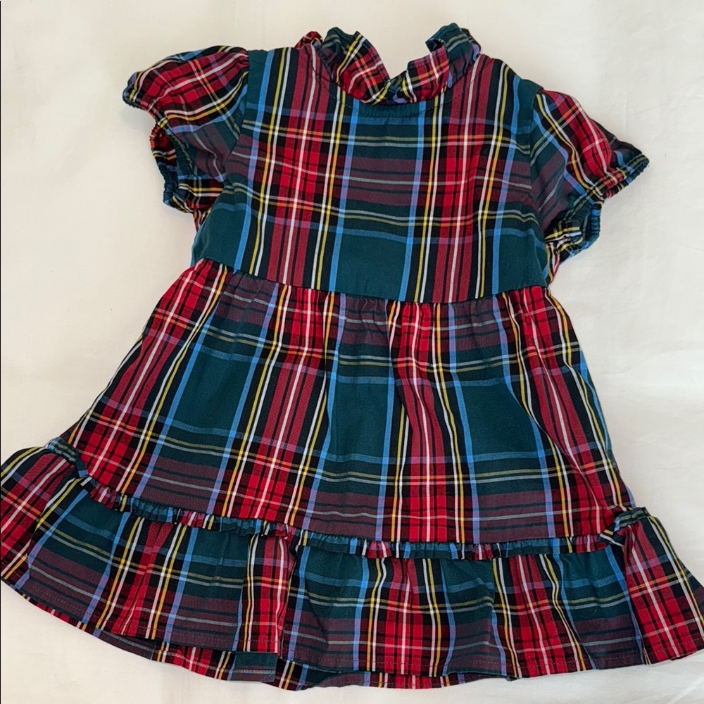 Crewcuts Green and Red Ruffled Tiered Dress